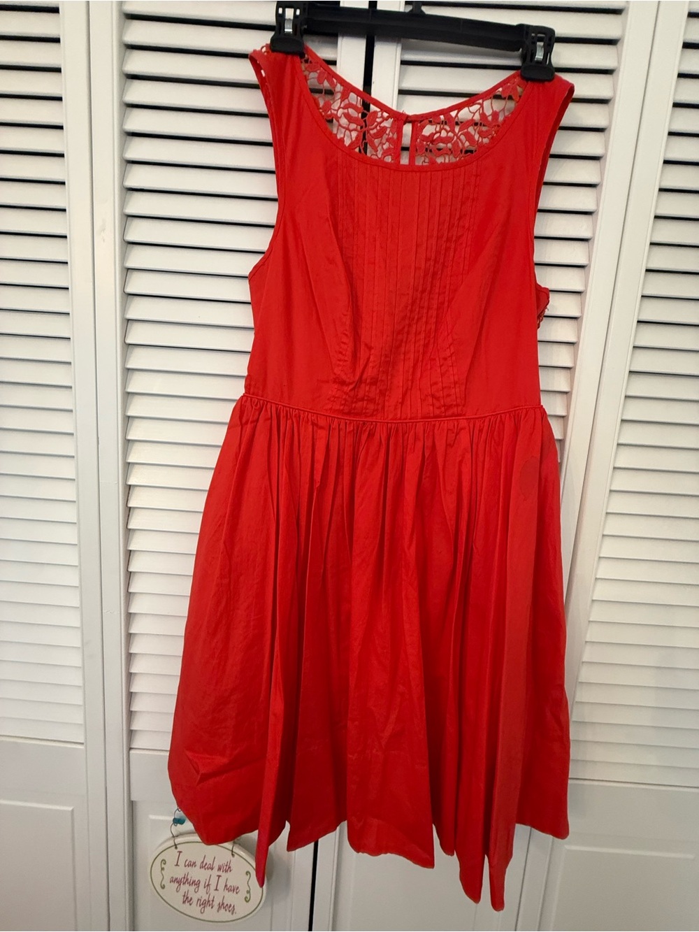 Anthropologie Moulinette Soeurs Dress Womens Size 2 Red Lace Back Flare Colorful
